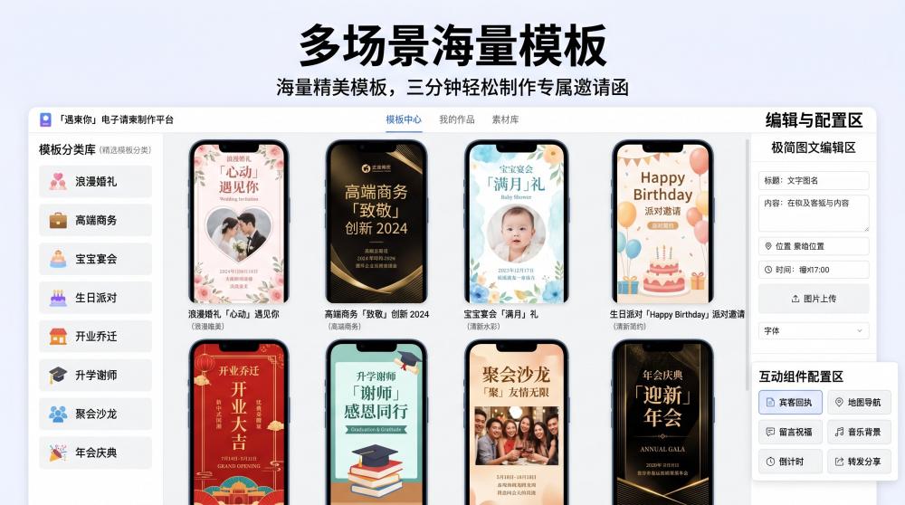 商业场景电子请柬定制攻略！开业/乔迁/会议通用，零基础快速做